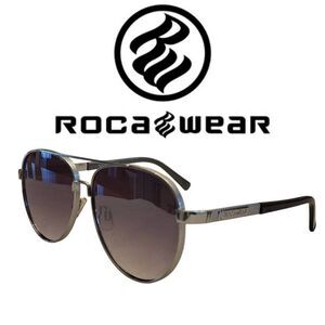 Rocawear Silver Aviator Style Sunglasses with NEW Soft Leather Case